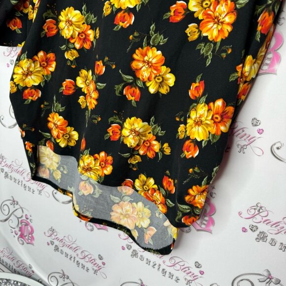 Edista top floral Mary golds black orange green yellow flowers πfloral high low - Picture 5 of 6